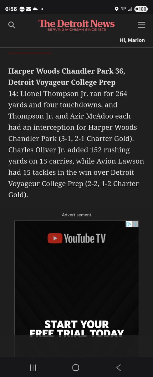 Blessed to say me and my teammates were mentioned in the detroit free press.