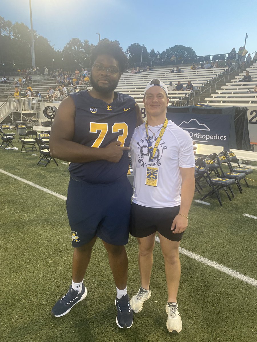 Awesome time <a href="/ETSUFootball/">ETSU Football</a>. Loved the campus. Thank you for having me @coach_heals, <a href="/chadstaggs/">Chad Staggs</a>, <a href="/TCunninghamETSU/">Travis Cunningham</a>, <a href="/PRTYNTHABAKFLD/">Jamere Hogue</a>, <a href="/lacicardova/">Laci</a>. Was great to see my former teammate <a href="/JoshuaB23570140/">Joshua “BoBerry” Benson</a>. <a href="/dfhsfootball/">Dutch Fork Football</a> <a href="/DFHSRecruiting/">Dutch Fork Football Recruits</a> <a href="/LouatTheState/">Lou Bezjak</a> <a href="/CDearing82/">Chris Dearing</a> <a href="/junebugnewyork/">Thomas Grant Jr.</a>
