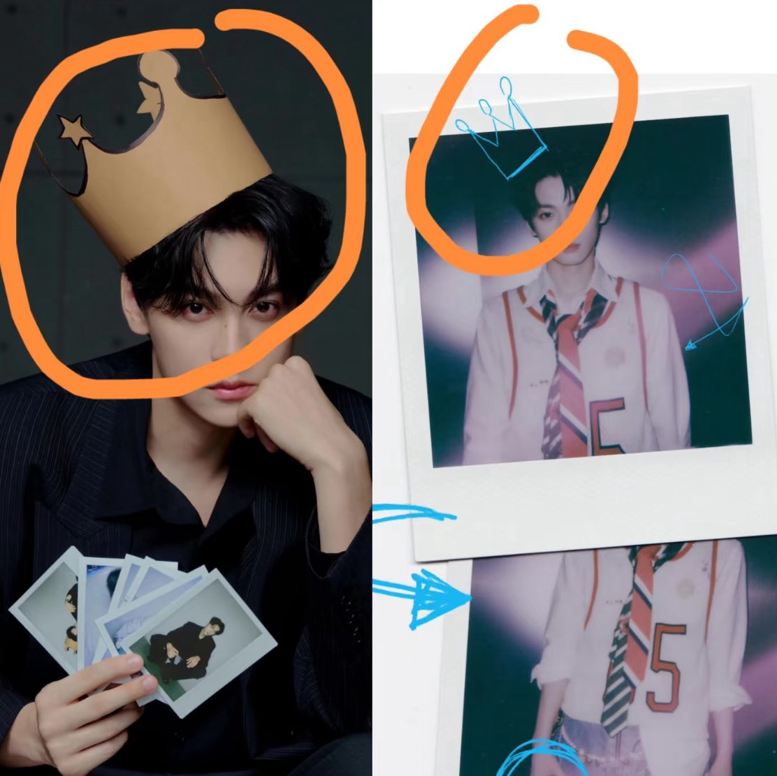 SWEETCORNS, YOU’RE DINNER IS SERVE 🌽🌽

[FROM XHS]

when ziyu posted earlier this picture, i’ve realized some cute little things in comparaison with tian’s latest picture. first, he drew a crown -&gt; tian is wearing a crown and also ziyu posted white polaroids -&gt; tian is holding