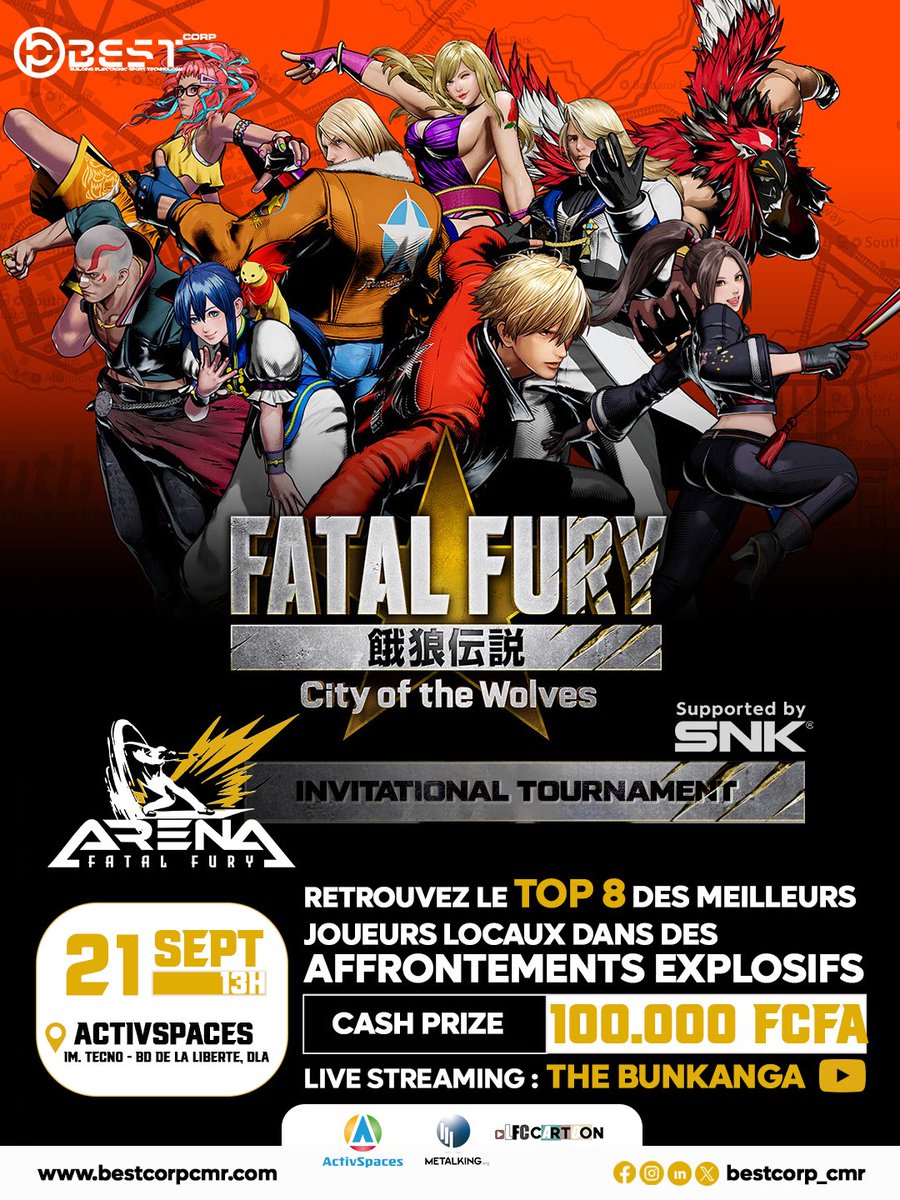 [FATAL FURY ARENA]

e-Sports Fans 🕹️

Here We Go 🔥
The Wild Beasts Clash For The King of Fighters Title On 237 Zone 🐺🇨🇲🎮

LiveStream Event on <a href="/ActivSpaces/">ActivSpaces</a> via:

🎥 youtube.com/live/ttAFWxfB6…

🎙️ <a href="/Beerus237/">☀️☯️ NMF | Beerus ⚛️✨</a> &amp; <a href="/SosseRaoul/">Bypducamer237</a> 

SUPPORTED BY <a href="/snk_esports_hub/">SNK Esports Hub</a> ✨

#EsportsInAfrica