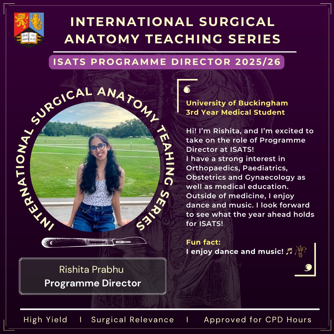 ⭐️Meet our Programme Directors: 
Dr Henna Gill, Dr Teslima Kadri, and Rishita Prabhu are leading this year’s programme with vision, structure, and innovation, ensuring every session reflects the high standards ISATS is known for!

- ISATS Committee 25/26 💜