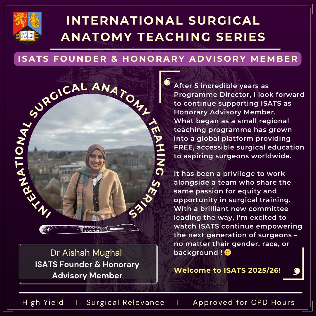 ✨ We’re proud to introduce the ISATS 2025/26 Committee! 

🌟 Founder &amp; Honorary Advisory Member: Dr Aishah Mughal continues to guide us with her legacy and insight.

🔗 Register for free via the link in bio!

Let’s make this year unforgettable!

- ISATS Committee 25/26 💜