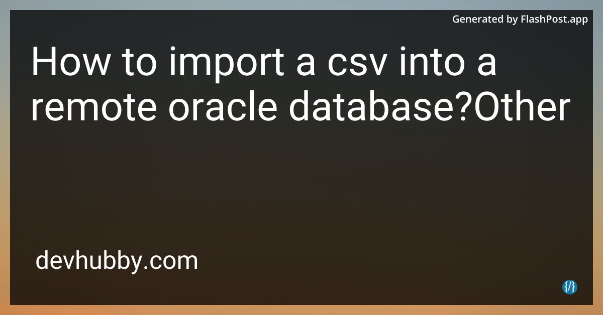alieGotha's tweet image. How do I convince my CSV to cross the Oracle DB road? 🐔

Source: devhubby.com/thread/how-to-…

#TechTips #CloudDatabase #SQL #CodingTips #csv #database