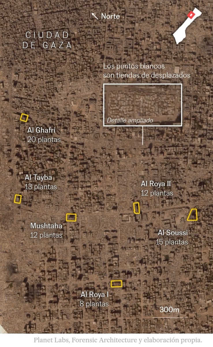 Derribar torres de pisos de 12, 18, 20 plantas ubicadas en zonas repletas de  tiendas de desplazados: es la estrategia -declarada- del ejército israelí.

Aquí seis de ellas, bombardeadas entre el 5 y el 15 de septiembre.