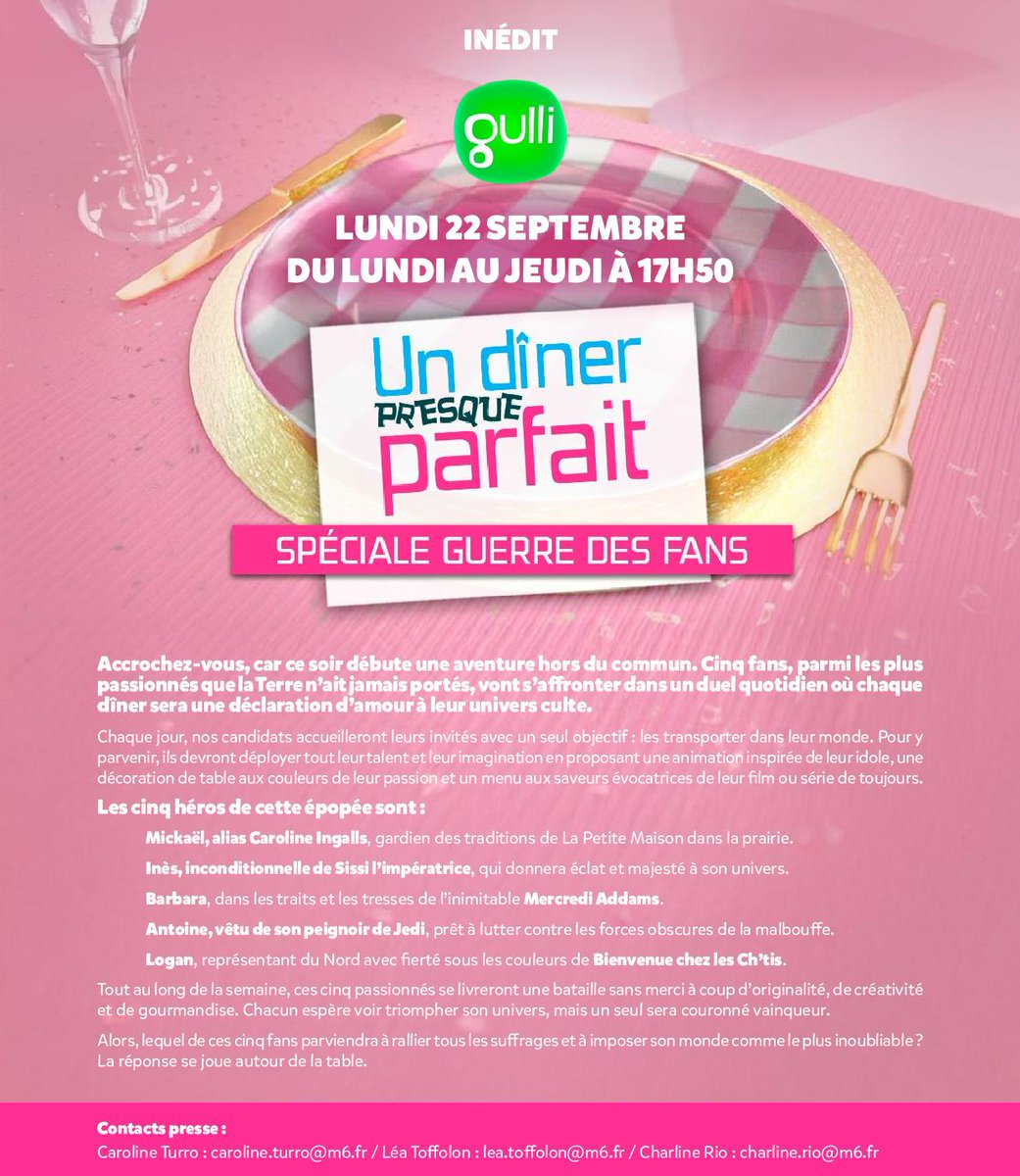 The_best_man_57's tweet image. Lundi 22 Septembre 2025 au Jeudi 25 Septembre 2025 à 17h50 sur @gulli : &quot;INÉDIT - #UnDinerPresqueParfait (#UDPP) : Spéciale guerre des fans&quot; !