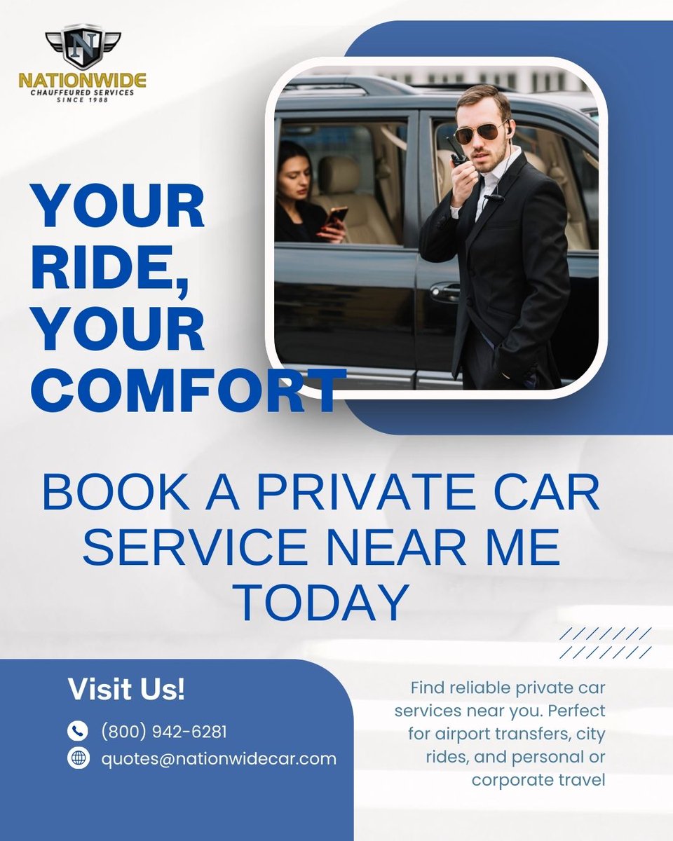 nationwidecar20's tweet image. Searching for Private Car Service Near Me?
📞 Call/Text (800) 942-6281 or 📧quotes@nationwidecar.com today!
Visit: bit.ly/3CqmjHH
#PrivateCarServiceNearMe #NationwideChauffeuredServices #PrivateCarService #LuxuryCarService #AirportCarService #ExecutiveCarService