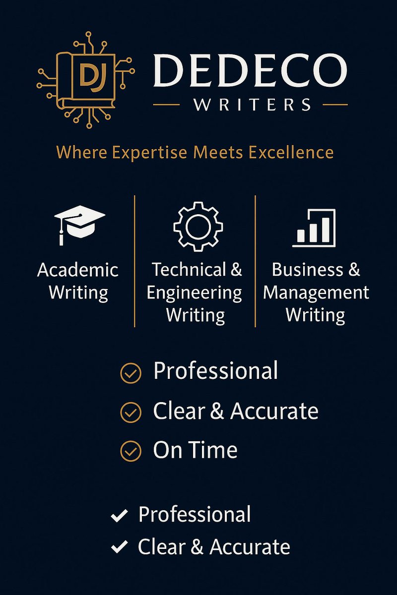 Deadlines don’t scare us. Missed drafts don’t either.

Because at Dedeco Writers, getting your work done right is the norm.

We handle everything with clarity, speed, and zero stress on your end.

🎓 Academic | 💻 Technical | 💼 Business | 📊 Accounting

📥 Drop us a message.