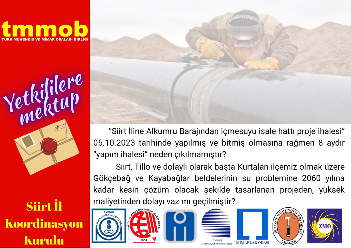 İçme suyu problemini 10 yıldır konuşan bir kent için yetkililerin bulduğu çare mevcut sistemin revizyonu ve bakımı gibi 3-5 yıllık geçici çözümler olmamalıdır

<a href="/dsi_10_blgmd/">DSİ 10.Bölge Müdürlüğü Diyarbakır</a> <a href="/mervangul56/">Mervan Gül</a> <a href="/SiirtValiligi/">Siirt Valiliği</a> <a href="/ArtiSiirtHaber/">Artı Siirt Haber Ajansı</a> <a href="/kanal_56/">Kanal56 TV</a> <a href="/nehaberajansi/">Ne Haber</a> <a href="/sehrisiirt/">Şehri Siirt Haber Ajansı</a> <a href="/sonsozmedya/">Siirt'te SonSöz Gazetesi</a> <a href="/yusufsartrk/">Yusuf Salih ARITÜRK</a>