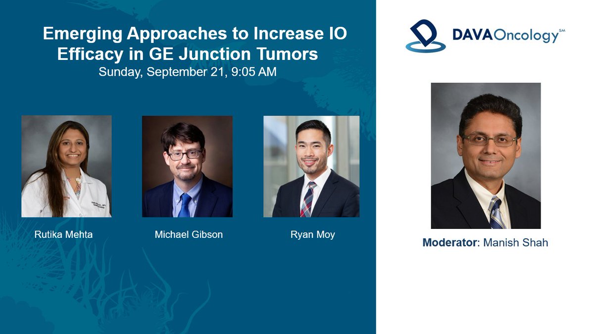 DAVAOnc's tweet image. Starting Now: Emerging Approaches to Increase IO Efficacy in GE Junction Tumors
Moderated by: Dr. Manish Shah @WeillCornell
#DAVAGI