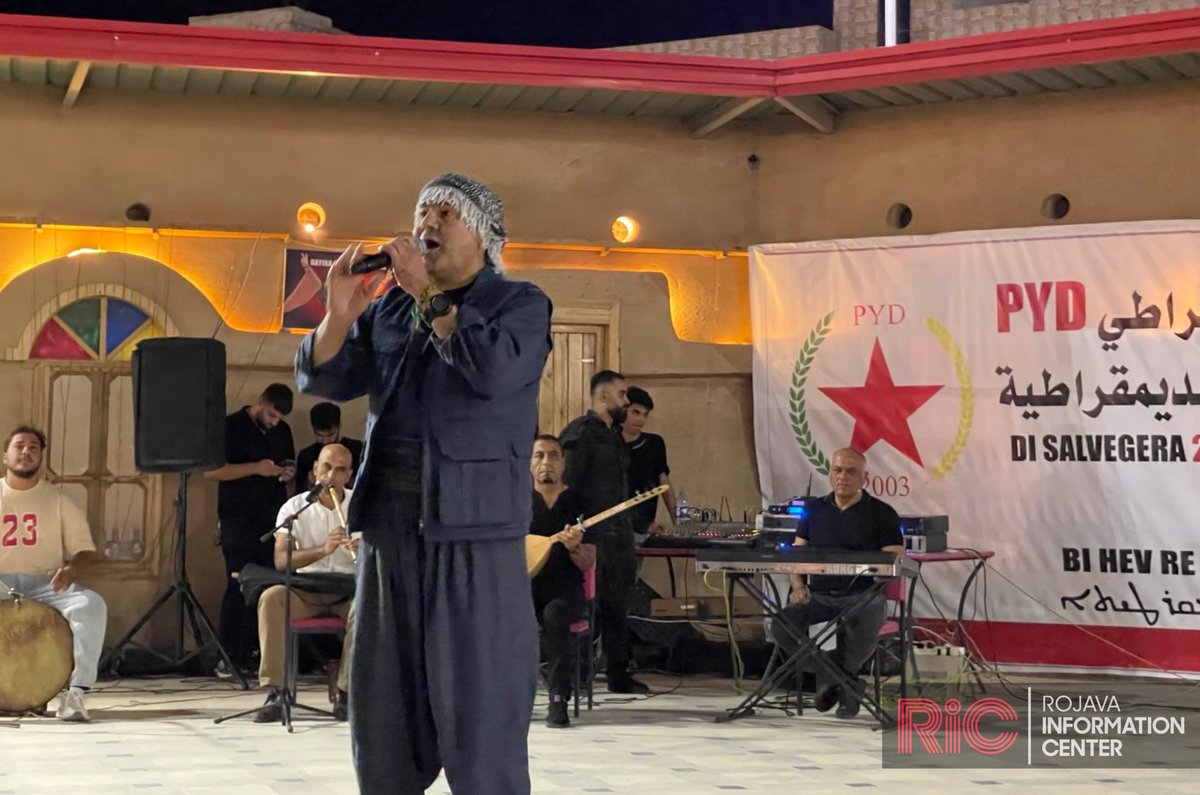RojavaIC's tweet image. Yesterday, celebrations were held throughout NES for Democratic Union Party’s (PYD) 22nd anniversary. The political party put out a statement reflecting on its work & ongoing focus on addressing political & social challenges in Syria.
Rashid Ahmed, PYD member from Afrin, told…