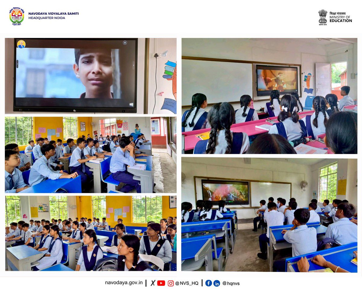 PM SHRI School JNV Khowai, Tripura screened “Chalo Jeete Hain”, a National Award-winning film on family values. Inspired by Swami Vivekananda: “Only those who live for others, actually live.” 

#JNVActivity #JNV #NVS #ChaloJeeteHain #SevaKaSamman #SilentHeroes