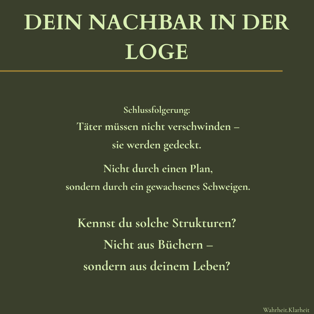 Wer denkt, Logen seien „geheime Zirkel im Schatten“,
übersieht das Offensichtliche:

Sie prägen Schule, Justiz, Politik und Medien –
mitten im Alltag.

#Freimaurer #Machtstrukturen #ErkennenBenennen #WahrheitSuchen