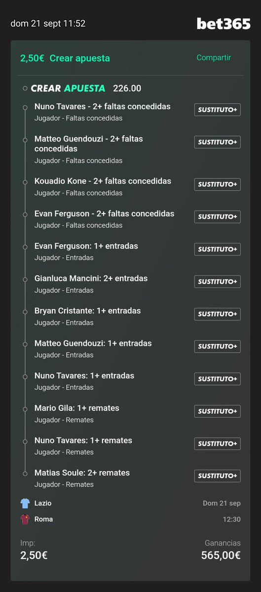 Tenemos estas dos cositas ahora prontito para ir calentando

Cuota <a href="/11/">Eleven</a> con el aumento para la F1 y un 🚬 <a href="/226/">226</a> para el derbi de Roma