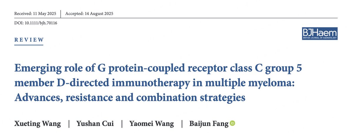 Oncologynewspro's tweet image. Fang Baijun's team from Henan Cancer Hospital published a review in the British Journal of Haematology, focusing on the GPRC5D target and explaining its key role in tumor biology. They also reviewed the cutting-edge progress such as CAR-T/NK cell therapy and ADC drugs.#GPRC5D