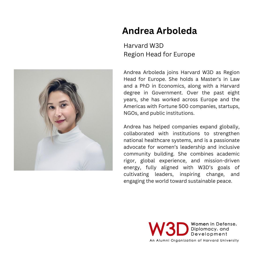 🚀 We're excited to welcome Andrea Arboleda as Harvard W3D's Region Head for Europe!