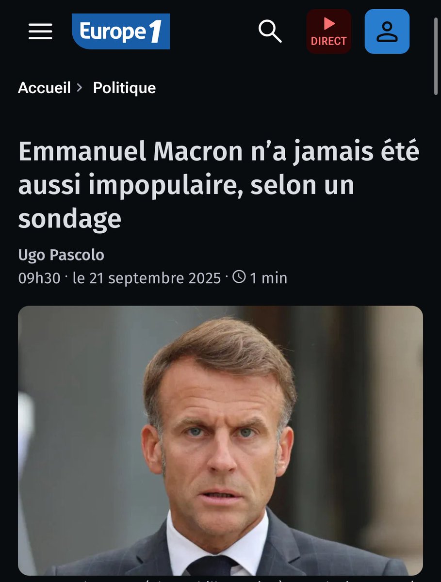 Eliot Deval (@eliot_deval) on Twitter photo 📉 Seulement 17% de satisfaits, un record historique…
👉 Emmanuel Macron peut-il encore tenir ?
🎙️ Réagissez en direct sur <a href="/Europe1/">Europe 1</a> au 01 80 20 39 21
#EliotDevalEtVous jusqu’à 13h !
<a href="/JulesTorres17/">Jules Torres</a> <a href="/S_Lignier/">Sébastien Lignier</a> <a href="/ovial/">Olivier Vial</a> 📉 Seulement 17% de satisfaits, un record historique…
👉 Emmanuel Macron peut-il encore tenir ?
🎙️ Réagissez en direct sur <a href="/Europe1/">Europe 1</a> au 01 80 20 39 21
#EliotDevalEtVous jusqu’à 13h !
<a href="/JulesTorres17/">Jules Torres</a> <a href="/S_Lignier/">Sébastien Lignier</a> <a href="/ovial/">Olivier Vial</a>