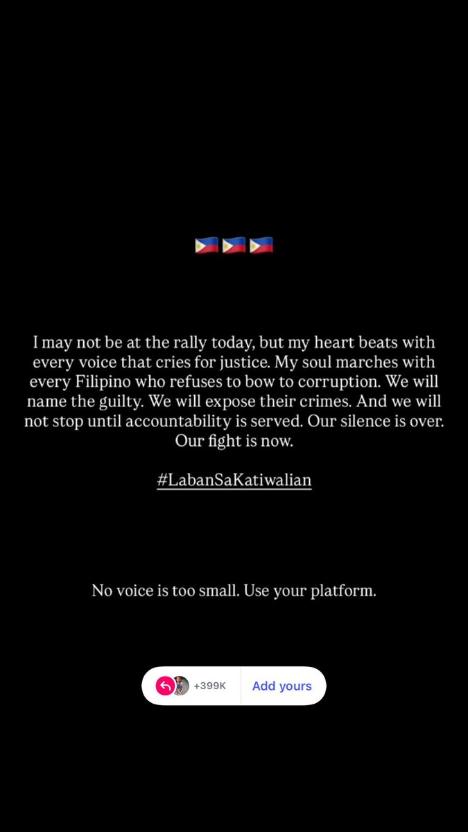 [09212025] bini_aiah Instagram Story Update

IBALIK ANG KABAN NG BAYAN

#KurakotManagot #BahaSaLuneta #TrillionPesoMarch