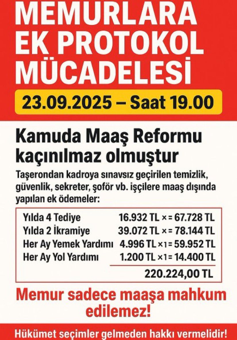 🔥 Memur hareketi başlıyor! 🔥

📅 23.09.2025 - Saat 19:00
💪 Büyük Memur Etkinliği → Ek Protokol için sesimizi yükseltiyoruz!

👥 Tüm memur sayfaları sahada
👉 Önce birbirimizi takip edelim
🎯 En küçük hesap bile 1000 takipçiye ulaşsın!

#MemurlarTakipleşiyor