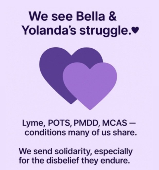 SaveLizNevra's tweet image. Felt sad, hurt, solidarity &amp;amp; anger at #BellaHadid &amp;amp; #YolandaHadid &apos;s posts? You’re not alone.

💙 Same Conditions, Different Realities 💙
We share the same illnesses — Lyme, POTS, PMDD, MCAS — but not the same access.

💔 Illness doesn’t discriminate.
💸 Access to care does.
