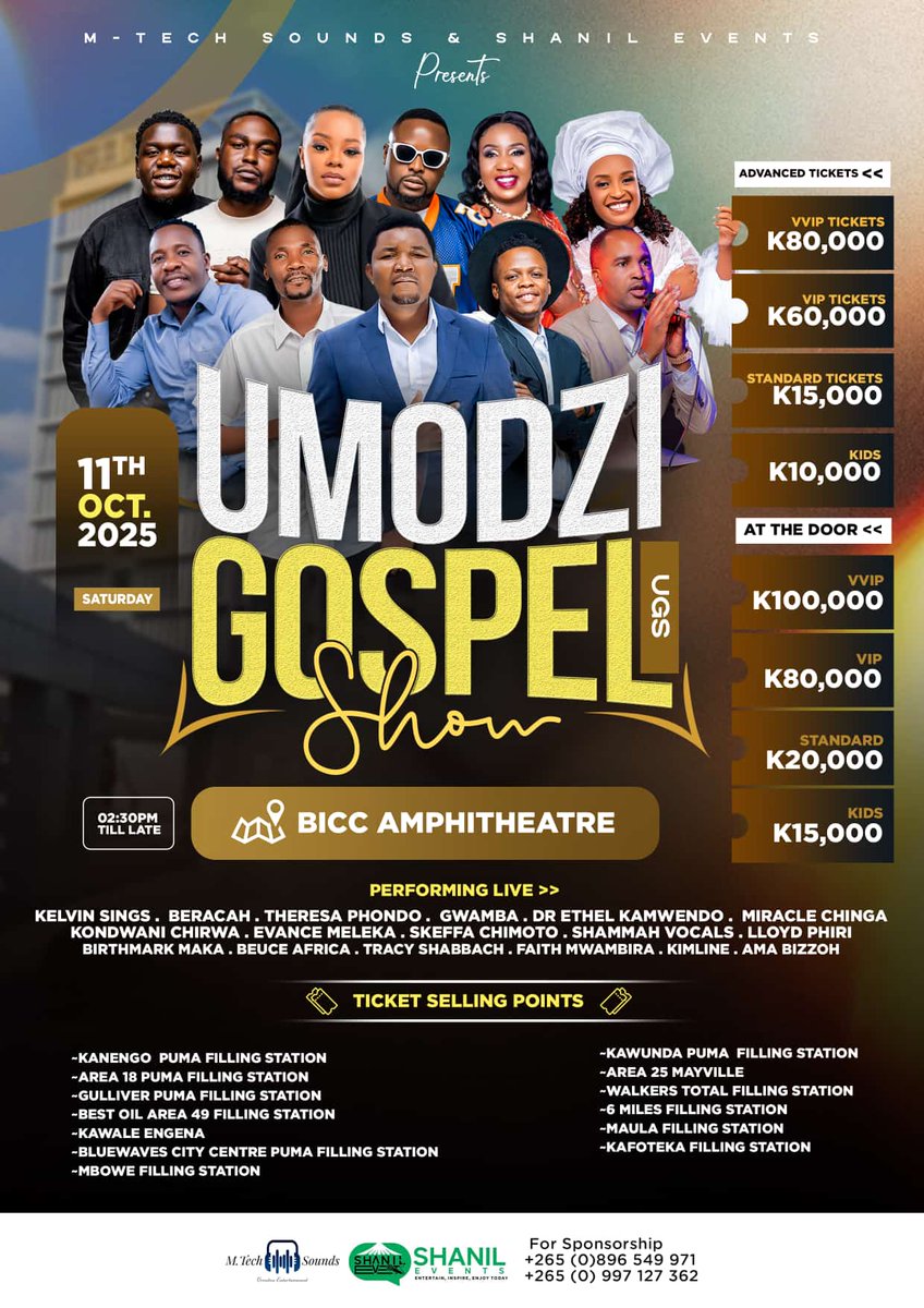 Secure Your Tickets Now for the Umodzi Gospel Show‼️

HAPPENING ON
October 11th at BICC Amphitheatre📍

Enjoy a Soul-Stirring Event with Live Performances from your favourite gospel artists

#UmodziGospelShow
#MtechSounds
#ShanilEventsmalawi