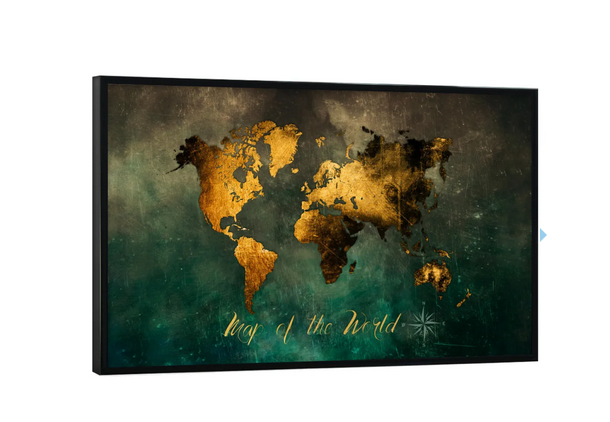Map of the world gold and green als Poster im Kunststoffrahmen bei artboxONE kaufen artboxone.de/wandbilder/pos… #map