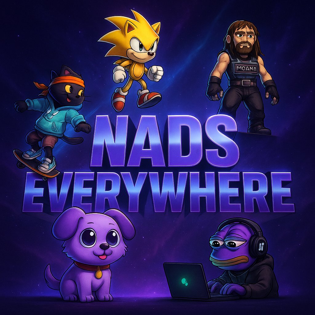 Introducing: Nads Everywhere 

A cross-ecosystem campaign putting Nads at the center of Monad culture.

Prizes for the real participants:
💰 More $MOOLAH
🎟️ WL spots
🟣 MON
🎁 Bonus surprises

We’re teaming up with <a href="/moanalabs/">moana (mainnet arc)</a>, <a href="/Pepemon_xyz/">Pepemon</a>, <a href="/getLuckycoin_/">LUCKY</a> and <a href="/bloofcoin/">BLOOF</a> to make