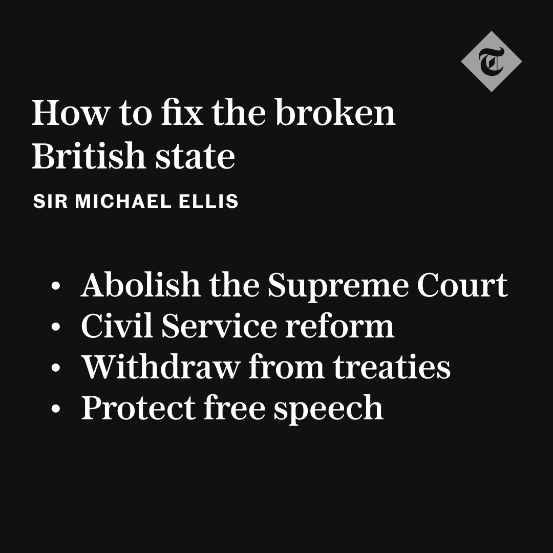 Telegraph's tweet photo. 🔴 'Only through radical reform can the country avoid the road to ruin'

Find out how @Michael_Ellis1 would fix the broken British state below ⬇️
https://t.co/NVTvWofqf0 https://t.co/vUvVIi3Ill