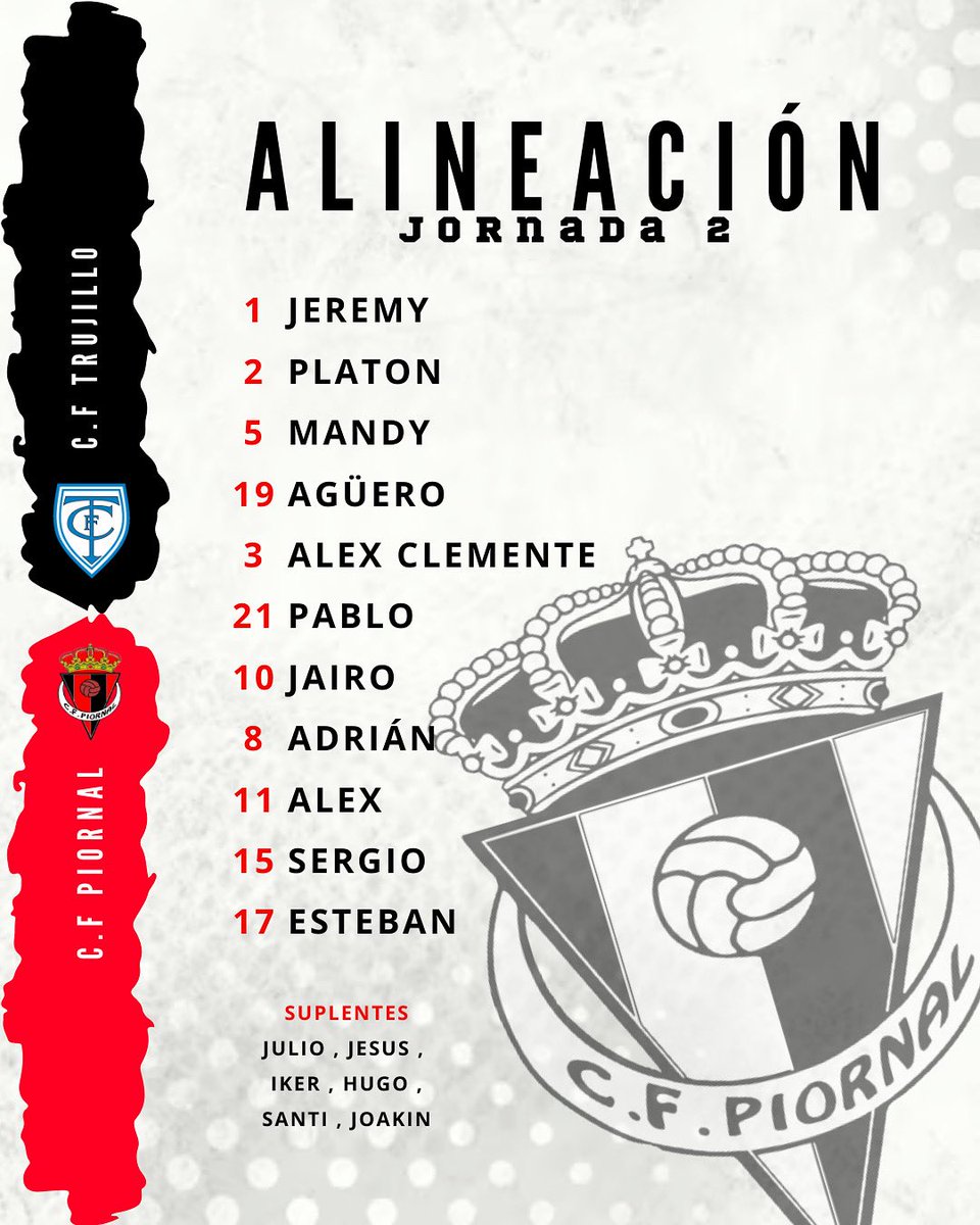 C.F PIORNAL (@piornalcf) on Twitter photo ALINEACIÓN JORNADA 2!❤️🖤 ALINEACIÓN JORNADA 2!❤️🖤