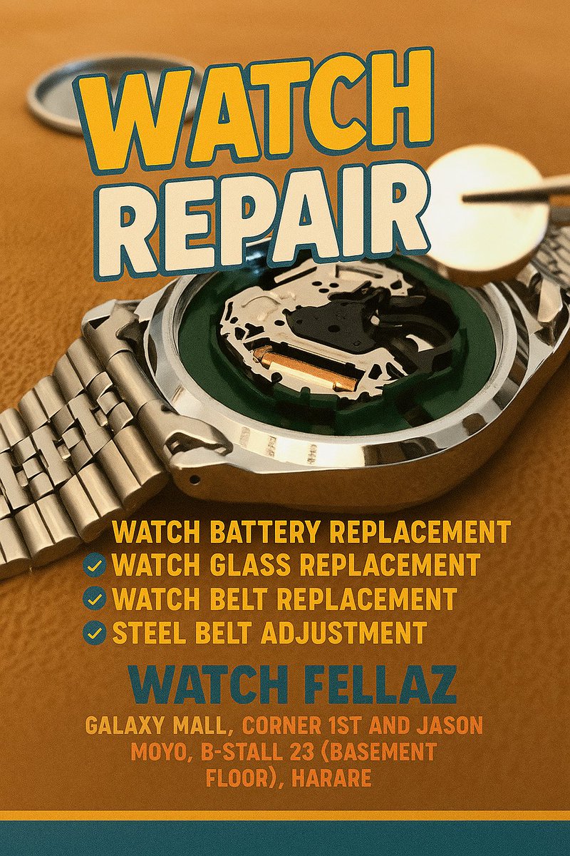 watchfellaz's tweet image. Hi guys. We are your trusted fellaz for original watch brands, watch batteries, belts, glass&amp;amp; more.

Call or app: 0714881297

We also sell imported boxed genuine soft leather wallets

Visit: Galaxy Mall, 1st&amp;amp; Jason Moyo, B-Stall 23 (Basement floor)

#redmarketsunday
@iMisred