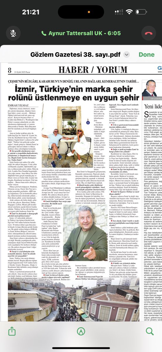 İzmir için yeni vizyon….