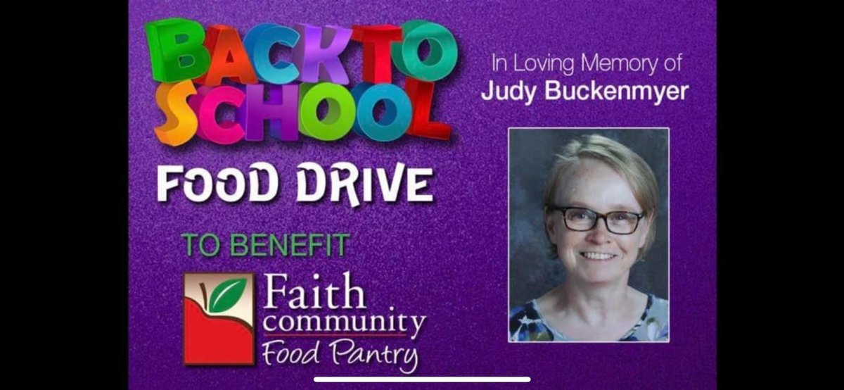 DocSevs's tweet image. The sixth annual Judy Buckenmyer Memorial food drive will be held October 6-10 at Lakota East High School.  We’ll send out a list of most-needed items next week as well as details on how to donate online.  Thanks in advance for your ongoing support!