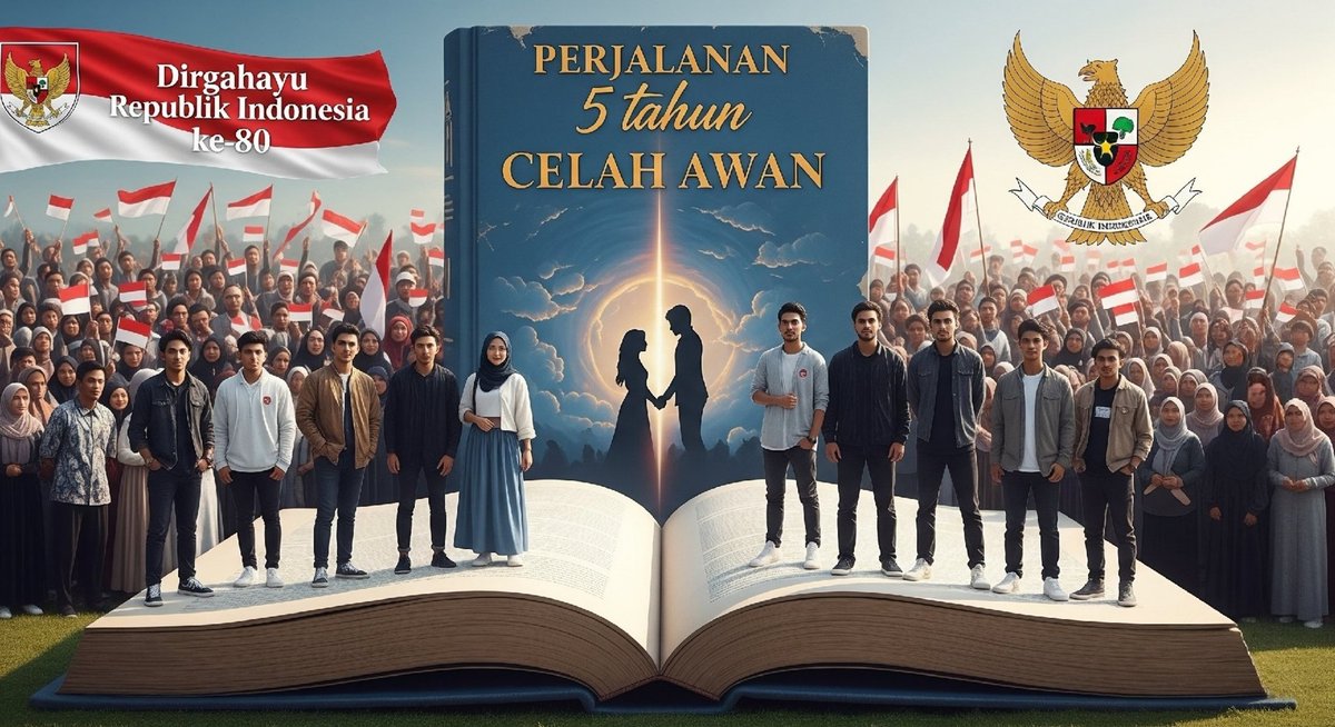 #Ultahke5
#CelahAwan

Bagai pelita dalam gulita, asa itu tak pernah mati,
terukir di relung-relung kalbu, abadi.
Indonesia—permata khatulistiwa. 

Di hatiku kau bersemayam,
setiap ratap dan tawa, adalah syair yang takkan karam.

​rintik hujan membasahi tanah, membawa janji nan