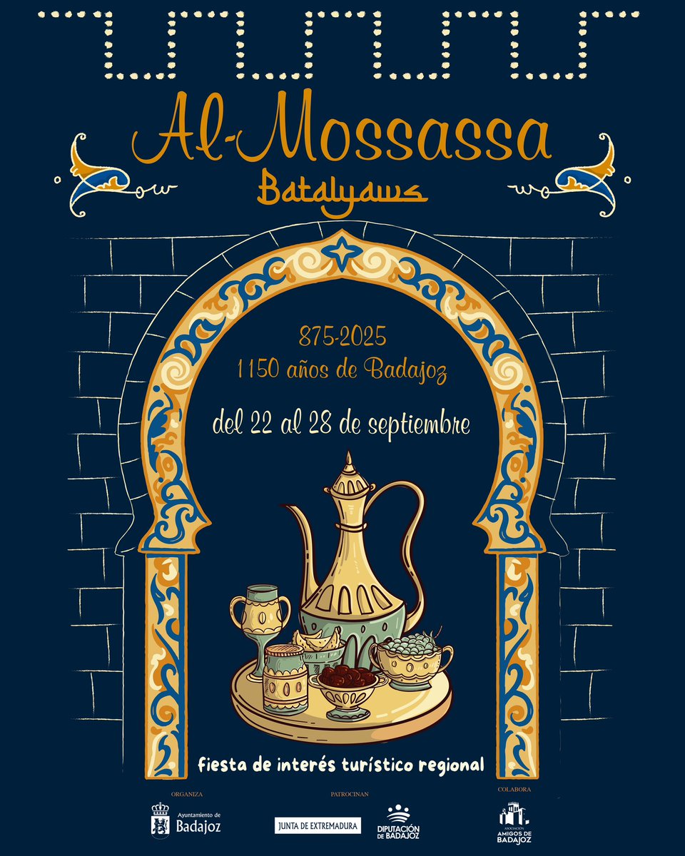 aytodebadajoz's tweet photo. ✨🌙 Al-Mossassa #Batalyaws, del 22 al 28 de septiembre en #Badajoz

➡️ Fiesta de Interés Turístico Regional. 

¡Consulta toda la programación en la web!

https://t.co/OCyYXfadGr https://t.co/7Dirn8lVcx