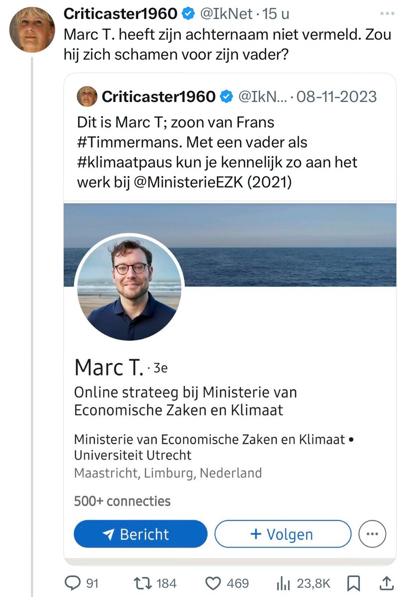 Je zou maar zo zijn als <a href="/IkNet/">Criticaster1960</a>. Niet begrijpen hoe LinkedIn werkt en een post van 2 jaar geleden er wéér bij halen omdat je zo verslaafd bent aan aandacht.