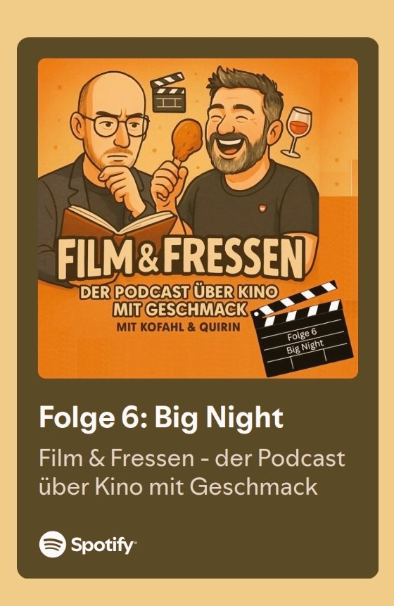 DanielKofahl's tweet image. Zwei Italiener in den USA suchen ihr gastronomisches Glück. Das ist aber gar nicht so einfach. Wir besprechen in der neuen Folge unseres Podcasts zum Kulinarischen Kino den Film #BigNight. Was wir dazu zu sagen haben kann man auf Spotify nachhören: shorturl.at/RrveN