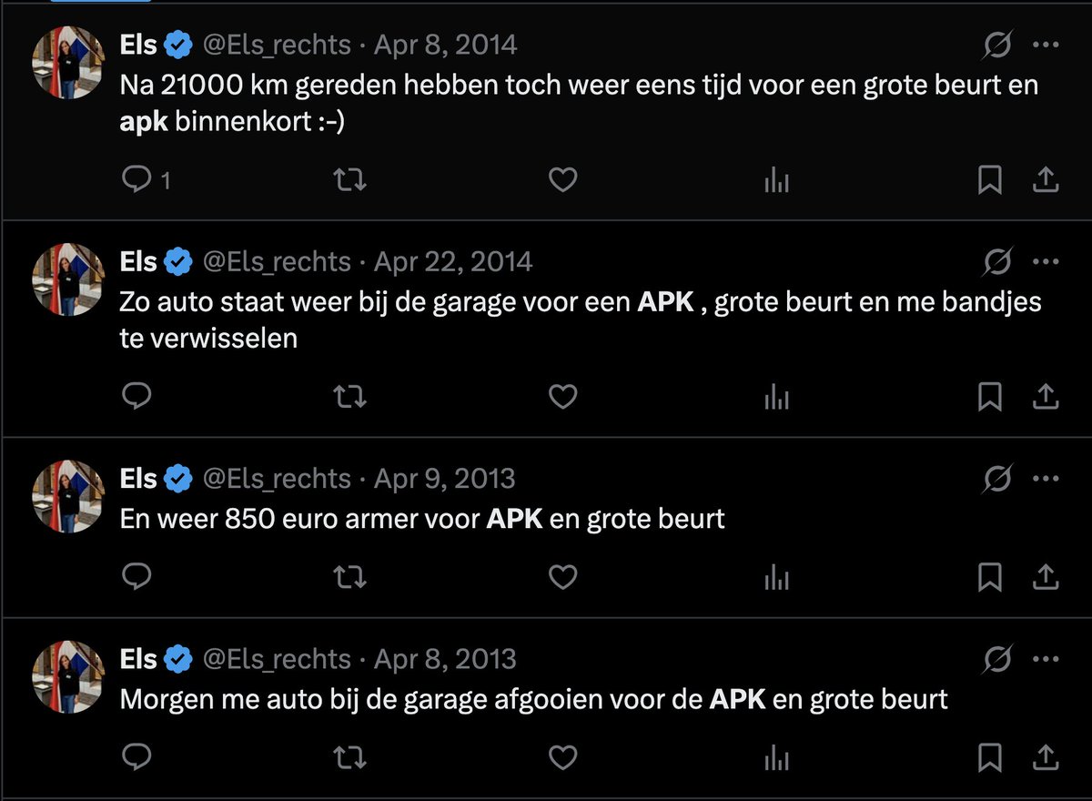 BobHGL's tweet image. Elsje had een auto. Volgens haar profiel is Els van #Elsfest 26 jaar. Ruim 13 jaar geleden tweette ze al over haar auto. 🧐🤔