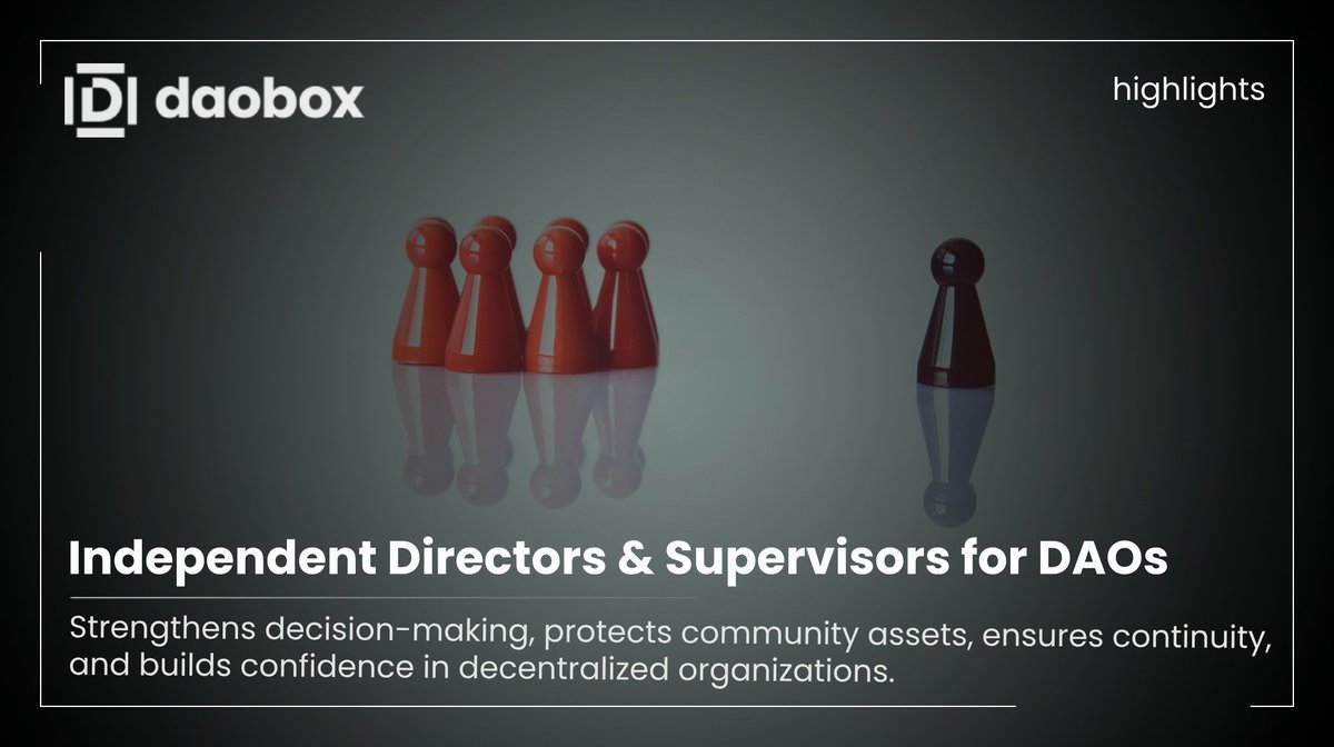 ⚖️ 1/4 A DAO's success isn't just about a legal structure, it's about long-term governance. When power is concentrated in a small group, risks grow and trust erodes. An independent role separates personal interests from the mission, maintaining balance and external credibility.