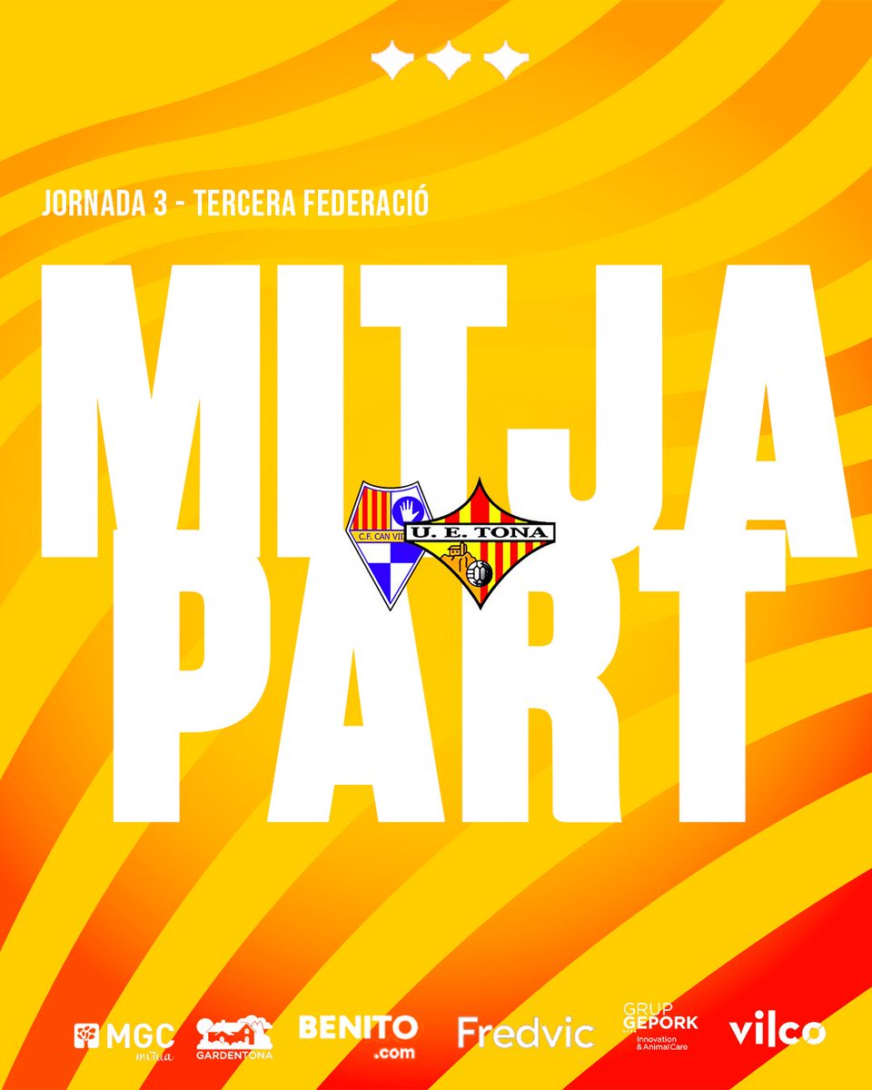 45’ | Final de la primera meitat! | 0-1

Bons primers minuts sent dominadors del joc i generant ocasions de perill a porteria rival.

A seguir equip!

#SomHiTona
#3RFEF
🟡🔴