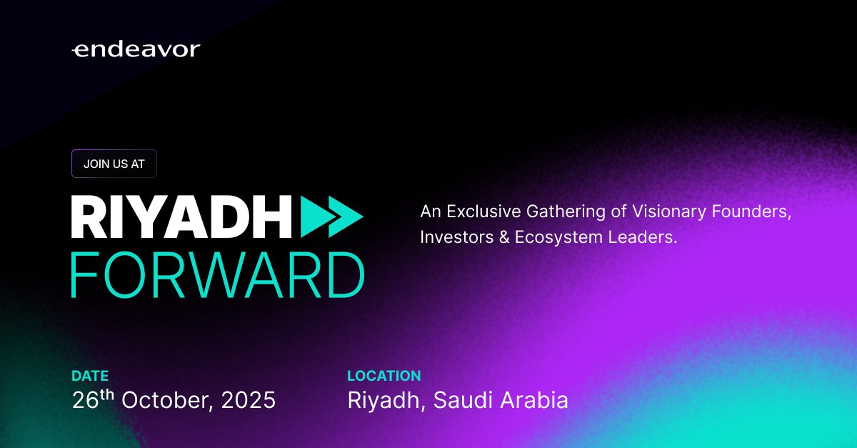 Riyadh is pressing forward on the future. ⏩  Join us on October 26 in a summit uniting entrepreneurs, investors, policymakers, and leaders to shape the next chapter of entrepreneurship ecosystem in Saudi Arabia.

Building on the momentum of Fintech Forward, Endeavor Saudi Arabia