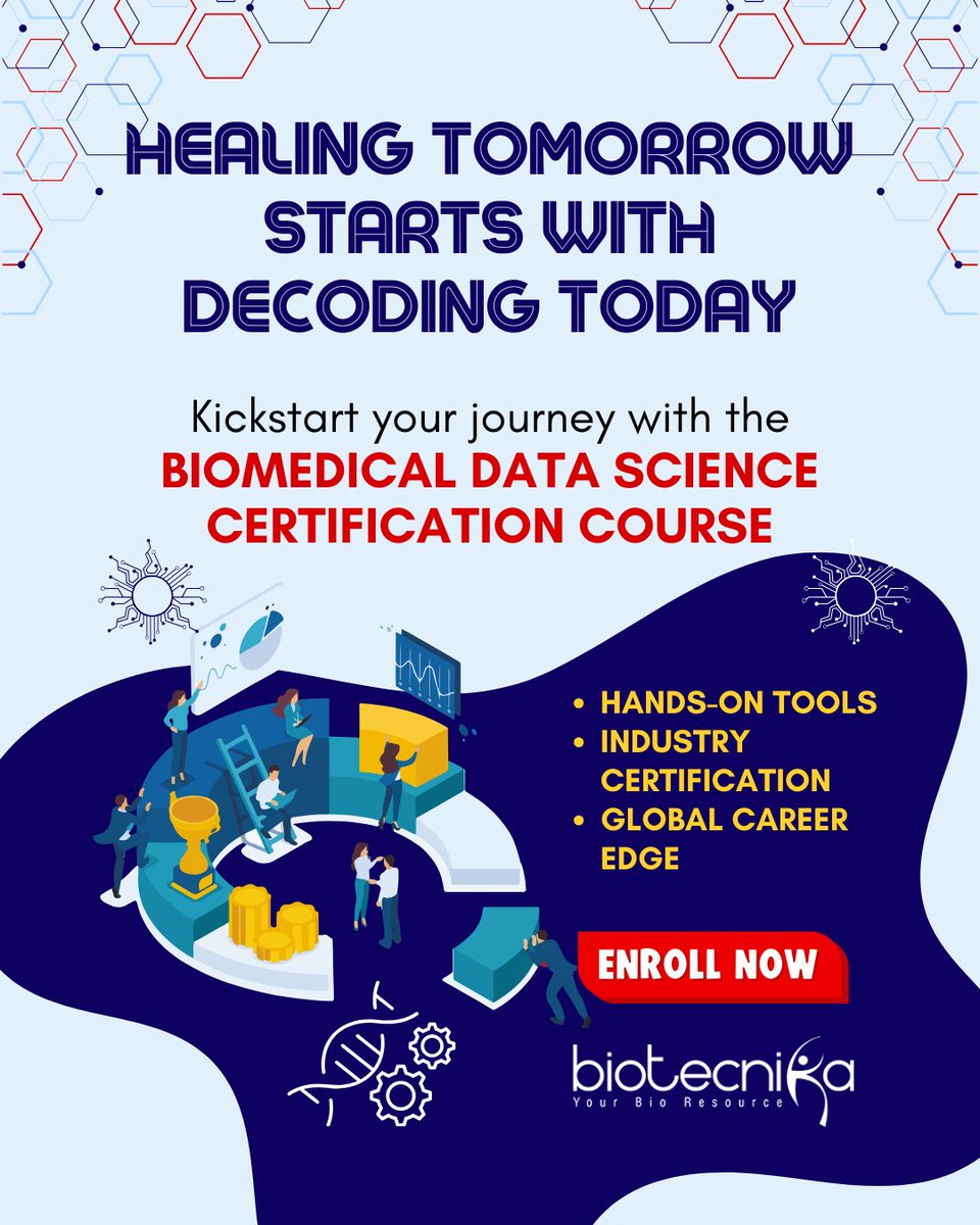 biotecnika's tweet photo. 📈 Gain in-demand skills that open doors to higher-paying roles in the industry.

🎓 Join the Biomedical Data Science Certification Course – covering everything from fundamentals to advanced tools.

👉 Secure your spot today: https://t.co/sEBbBoDq4Y

#BiomedicalDataScience https://t.co/knIRoR1HXG