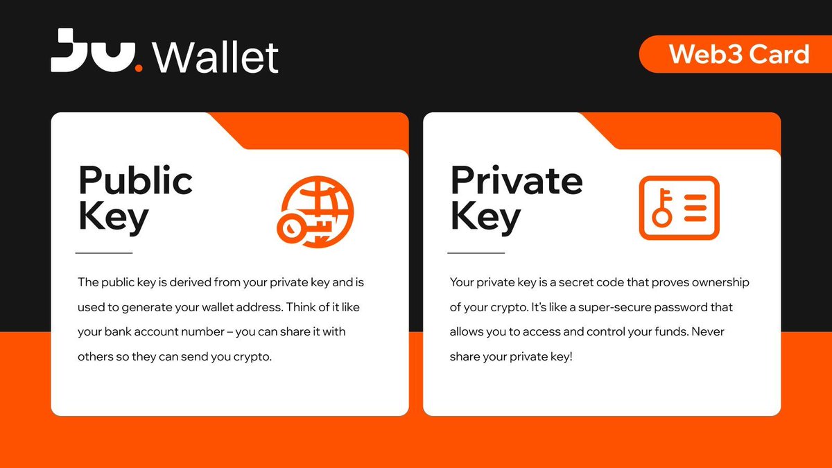 Jucom_wallet's tweet image. Web3 Wallet Basics time ⏰ 

⚡Notice never share your private key to anyone!
⚠️Not your key, not your crypto. 

#JucomWallet #Web3Card
