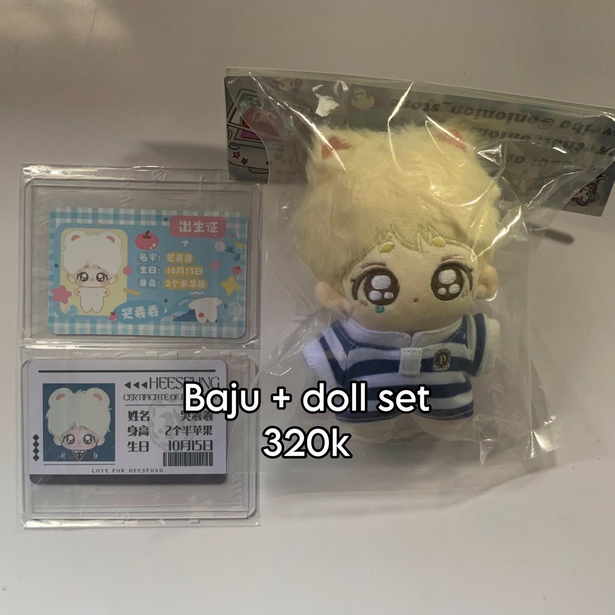 forevanleee's tweet image. -help rt guys, thank you 💛-
☆ wts / want to sell / lfb ☆ 

aab doll heeseung enhypen 
 
💰 in pict
👉 include all
👉 all inclu lengkap
📍 Lebak, Banten, INA
‼️ not for SENSITIVE and HNR buyer‼️

t. wts doll enhypen 10cm

Link co:
s.shopee.co.id/1BD7rpblEw