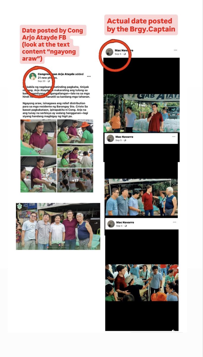 JustMeLizing's tweet photo. @inquirerdotnet The date posted by Cong Arjo FB  does not match with the Brgy. Captains

Kindly check &amp; pls share. I’m for transparency. Ty! https://t.co/kjlEgR4d7d