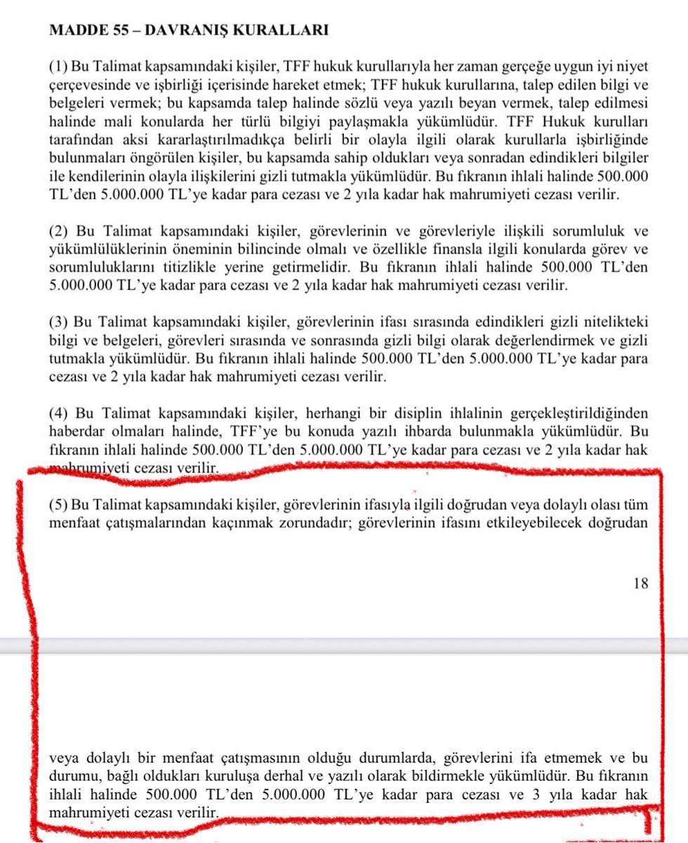 SARAN’IN BAŞKANLIĞI TEK CELSEDE DÜŞEBİLİR ‼️

❌TFF DİSİPLİN TALİMATI
MADDE 57 (b) (BAHİS)
Futbol müsabakalarına ilişkin olarak düzenlenen bahis veya benzeri şans oyunlarını yada benzer etkinlik veya işlemleri tanıtan, aracılık eden, düzenleyen veya gerçekleştiren işletme,