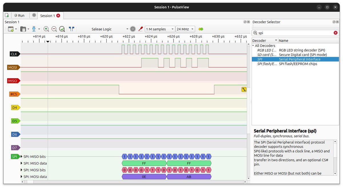 controlpaths's tweet image. This hidden gem from @AliExpressES  is great. 

An 8-channel #logic analyzer with a sample rate of 24MHz compatible with #sigrok and #pulseview for less than 5 euros.

Furthermore, it worked in Ubuntu 24.04 with no additional steps.