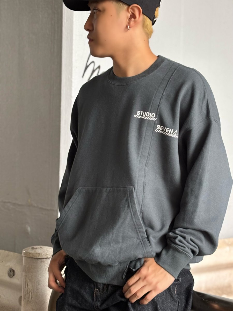 【値下げ可】STUDIO Sevenブラック Sサイズ スウェット ジッパー付き 値下げ可】STUDIO Sevenブラック Sサイズ スウェット ジッパー付き