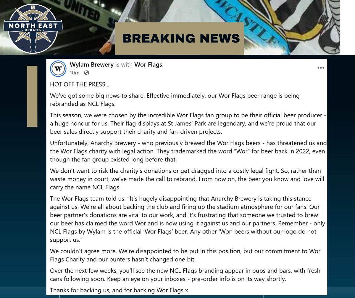 Fucking disgrace <a href="/AnarchyBrewCo/">Anarchy Brew Co</a> 

Hope everyone of our fans boycotts buying any of your products fucking slimy cunts what you’s are 

<a href="/NUFC/">Newcastle United</a>