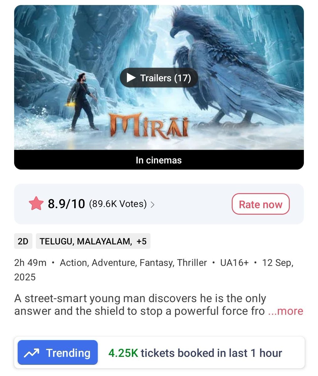 Mirai 4-5pm Tickets sold on BMS- 4250 Total from 7am- 59010 Yesterday- 55220