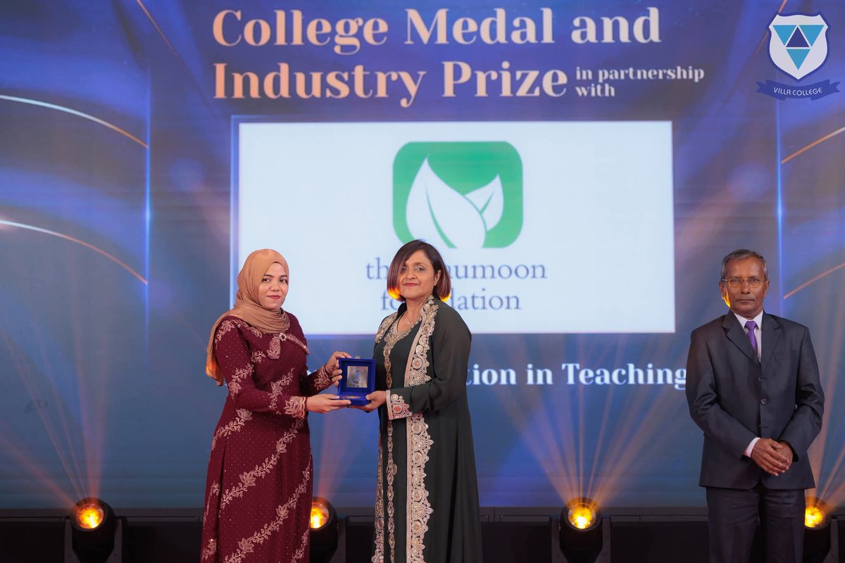 TMF awarded the College Medal &amp; Industry Prize for Academic Excellence in the Master of Education in Teaching at <a href="/VillaCollegeMv/">Villa College</a>. 

The awards were presented by TMF Executive Committee Member and former Foreign Minister, <a href="/dunyamaumoon/">Dunya Maumoon</a>.