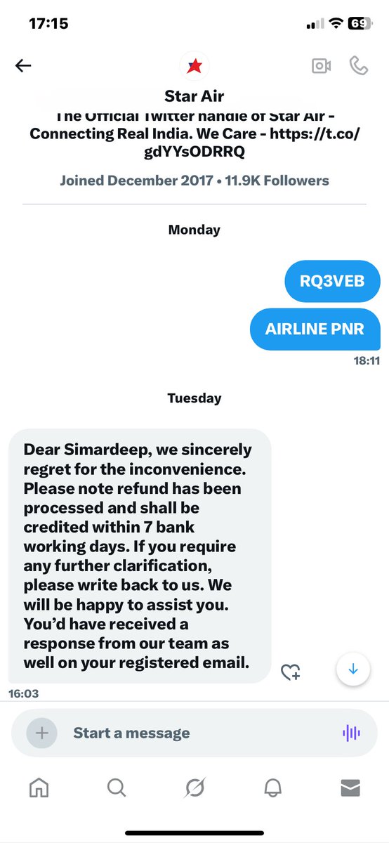Simarde45568593's tweet photo. @OfficialStarAir I already send to pnr last monday 
Tuesday reply payment process reflect 7 working days and mail also send to our side 
Till now not any mail came from the airline https://t.co/MVLIZOOJsi